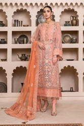 JJ EMBELLISH BY JANIQUE LUXURY EMBROIDERED UNDTITCHED SUIT D-001 Delight Pink